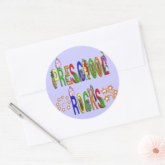 幼稚園の岩 – 星 ラウンドシール (封筒)