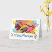 幼稚園の幸せな第1日、クレヨン カード (黄色い花)