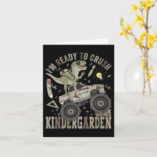 幼稚園の怪物トリュックをつぶす準備ができている女性 カード (黄色い花)