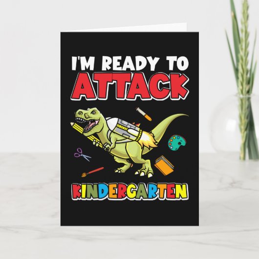 幼稚園の恐竜の最初の日 カード (正面)
