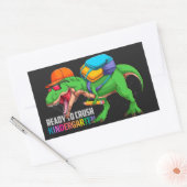 幼稚園の恐竜を潰す準備ができている 長方形シール (封筒)