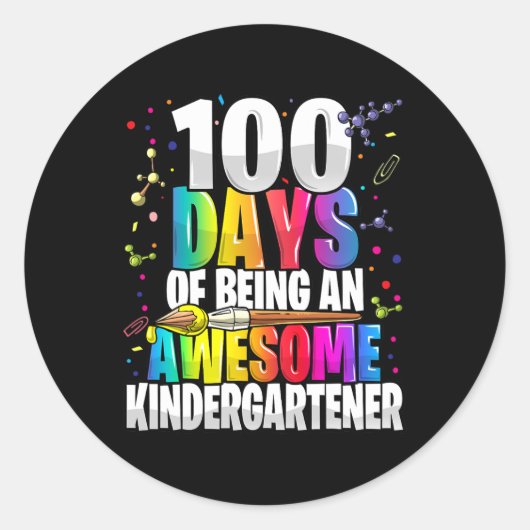 幼稚園の日100位の100素晴らし人の子供 ラウンドシール (正面)