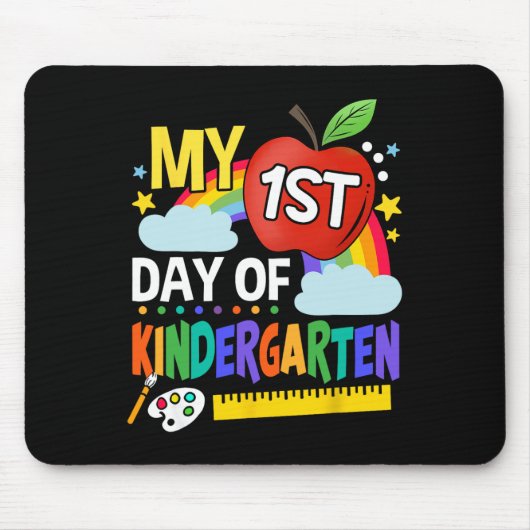 幼稚園の最初の日のおもしろい虹 マウスパッド (正面)