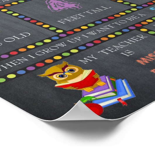 幼稚園の最初の日のサイン，チャックボード ポスター (角)