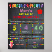 幼稚園の最初の日サイン女の子，チャックボード ポスター (正面)