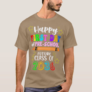 幼稚園の最初の日新学期PreK Here I Tシャツ