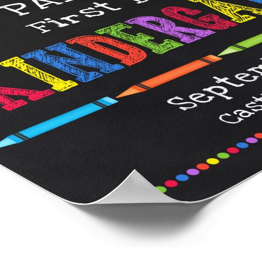 幼稚園の最初の日Chalkboardサイン ポスター (角)