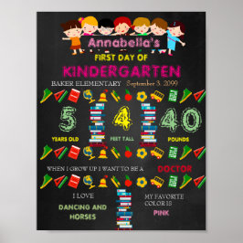 幼稚園の最初の日SIGN GIRL，ブラック&カラー ポスター