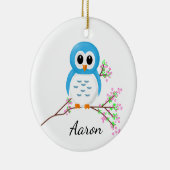 幼稚園の最初日、枝の漫画のフクロウ セラミックオーナメント (右)