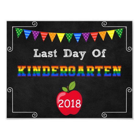 幼稚園の最終日編集可能なサイン フォトプリント            (正面)