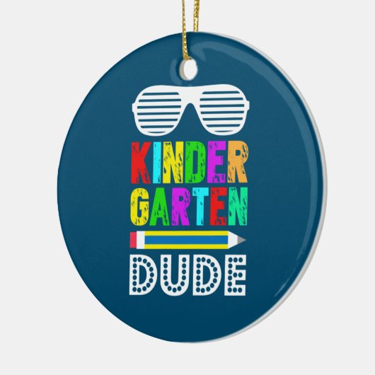 幼稚園の男の最初の日戻り セラミックオーナメント (左)