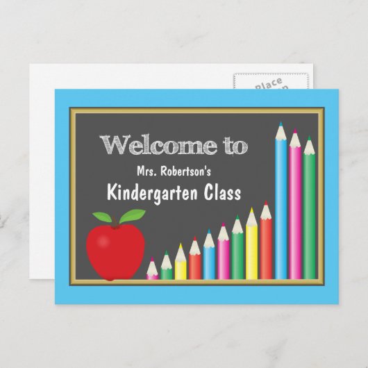 幼稚園の色鉛筆へようこそ ポストカード (正面/裏面)