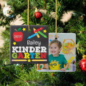 幼稚園の記念チョークカラフルキッズ写真 セラミックオーナメント