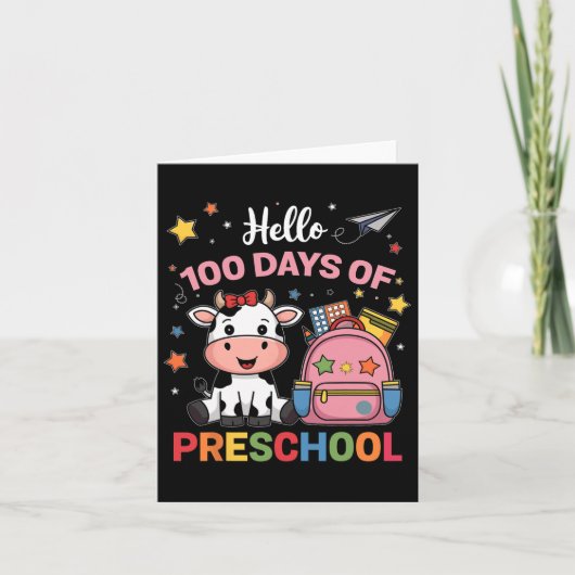幼稚園の100日かわいい牛の100日目 カード (正面)