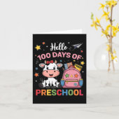 幼稚園の100日かわいい牛の100日目 カード (黄色い花)