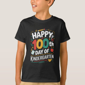 幼稚園の100日目の幸せ – おもしろいとカラフル Tシャツ
