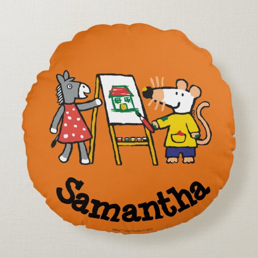 幼稚園のMaisyそして正気でないペンキ ラウンドクッション (正面)