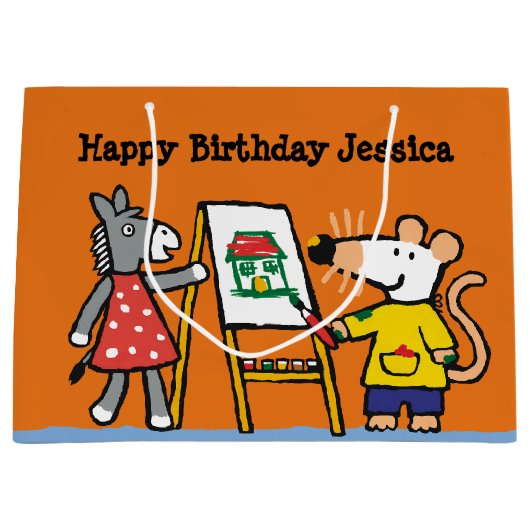 幼稚園のMaisyそして正気でないペンキ ラージペーパーバッグ (正面)