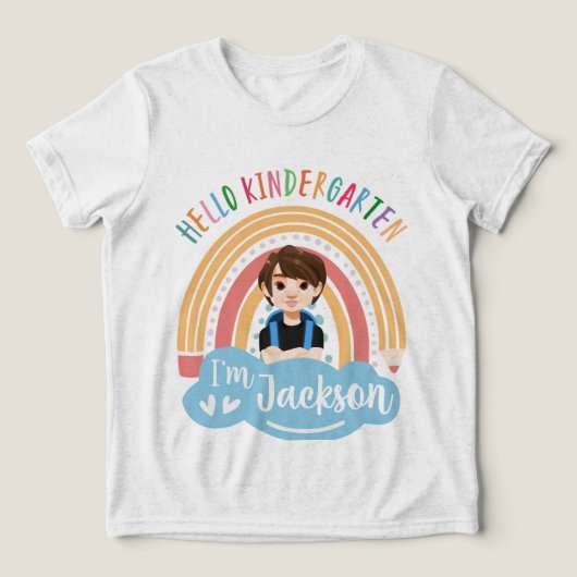 幼稚園へようこそ - 男の子のためのオリジナルTシャツ トライブレンドＴシャツ (デザイン正面)