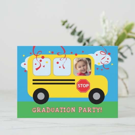 幼稚園または就学前の卒業写真インビタット 招待状 (スタンド正面)