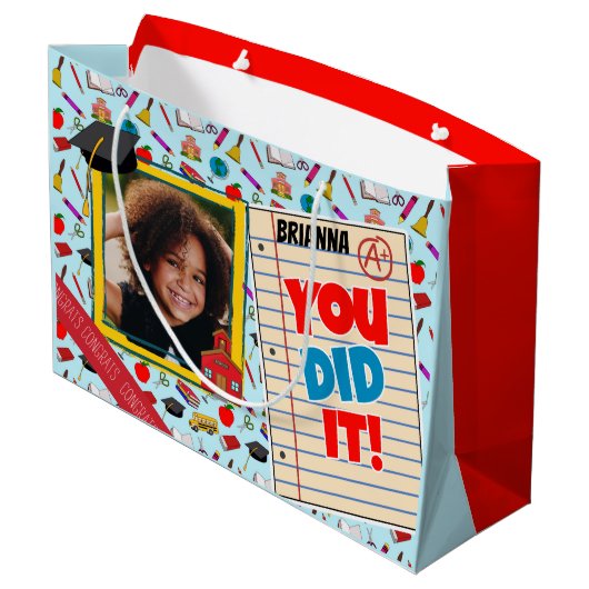 幼稚園または幼稚園の卒業の写真のギフトバッグ ラージペーパーバッグ (裏面アングル)