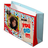 幼稚園または幼稚園の卒業の写真のギフトバッグ ラージペーパーバッグ (正面アングル)
