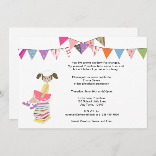 幼稚園または幼稚園の招待状 招待状 (正面/裏面)