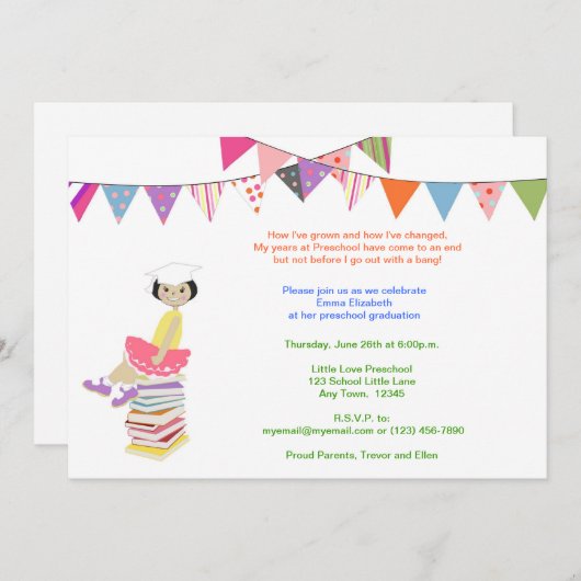 幼稚園または幼稚園の招待状 招待状 (正面/裏面)