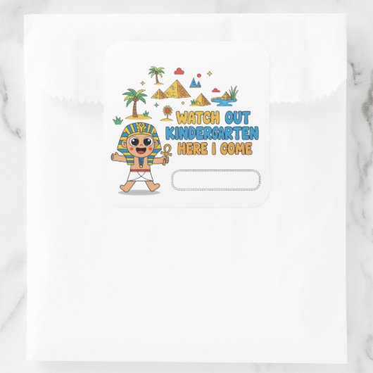 幼稚園やっ来!おもしろいファラオ初日 スクエアシール (バッグ)