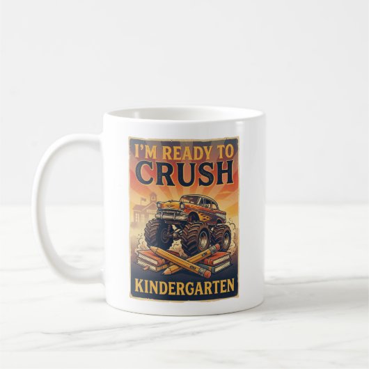 幼稚園をぶっちぎる準備万端! コーヒーマグカップ (左)