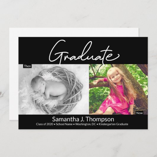 幼稚園を卒業して卒業した今の写真 案内状 (正面/裏面)