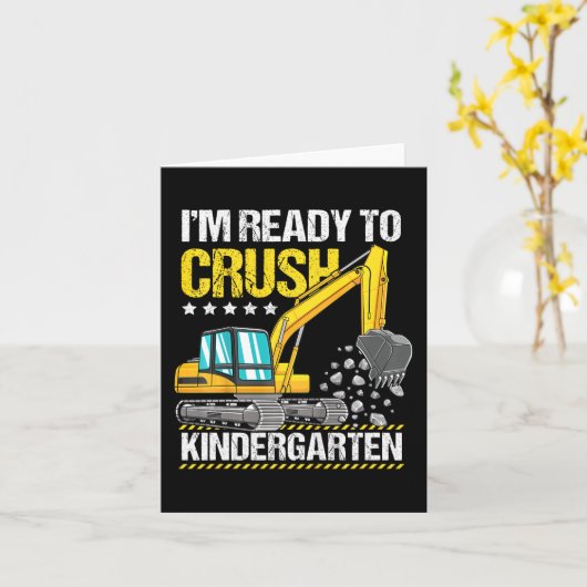 幼稚園を潰す準備ができている子供たち建築 カード (黄色い花)