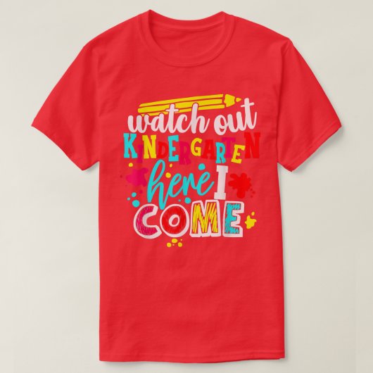 幼稚園を見る来ここでK前に Tシャツ (デザイン正面)