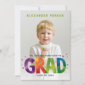 幼稚園アート卒業生カラフル生写真 案内状 (正面)