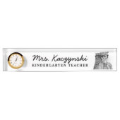 幼稚園カスタム先生かわいいフクロウ時計 デスクネームプレート (正面)