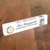 幼稚園カスタム先生のかわいい猫時計 デスクネームプレート (側面)