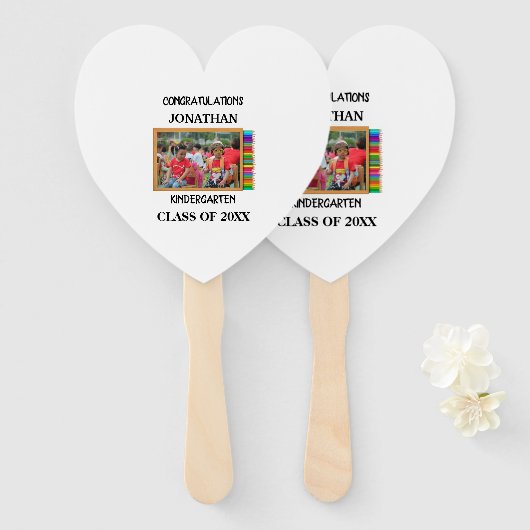 幼稚園カスタム卒者のシャルボード写真 ハンドファン (正面&裏面)