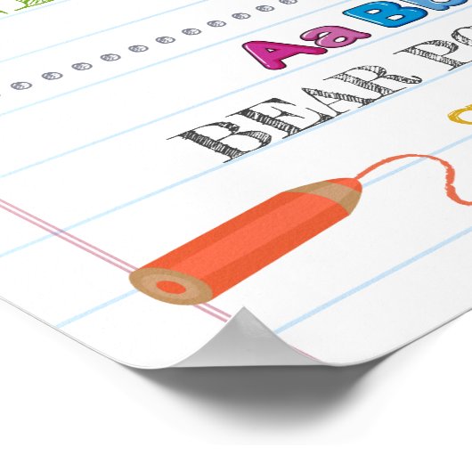 幼稚園カラフルの初日のサイン ポスター (角)