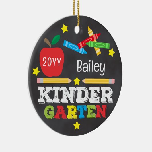 幼稚園カラフルチョーク記念キッズ写真 セラミックオーナメント (右)