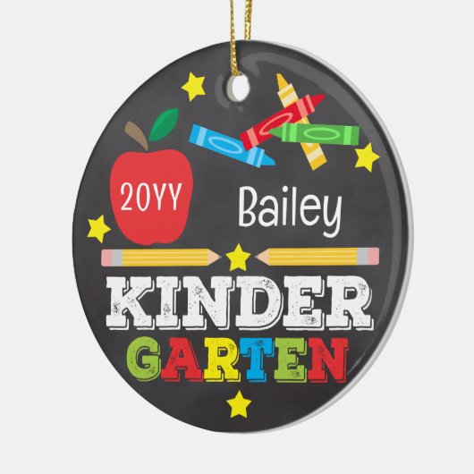 幼稚園カラフルチョーク記念キッズ写真 セラミックオーナメント (左)