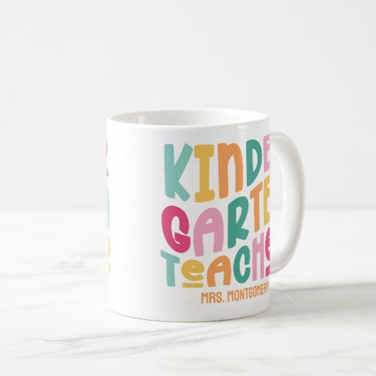 幼稚園カラフル先生カスタム コーヒーマグカップ (正面右)