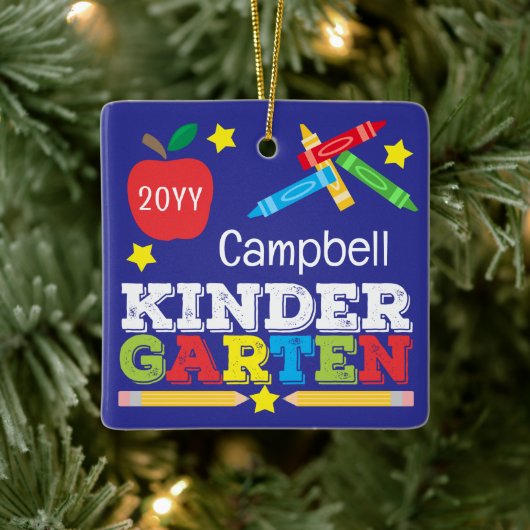 幼稚園キープサクパープルカラフルキッズ写真 セラミックオーナメント (ツリー)