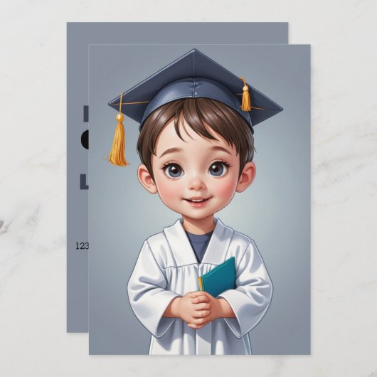 幼稚園シンプル卒園招待状 招待状 (正面/裏面)