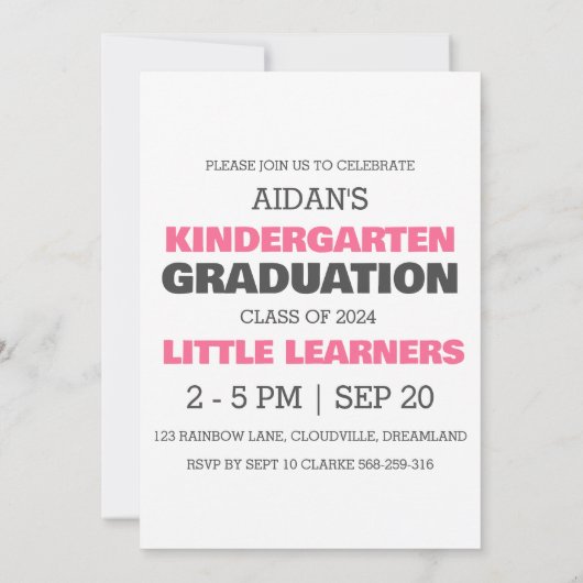 幼稚園シンプル卒園招待状 招待状 (裏面)