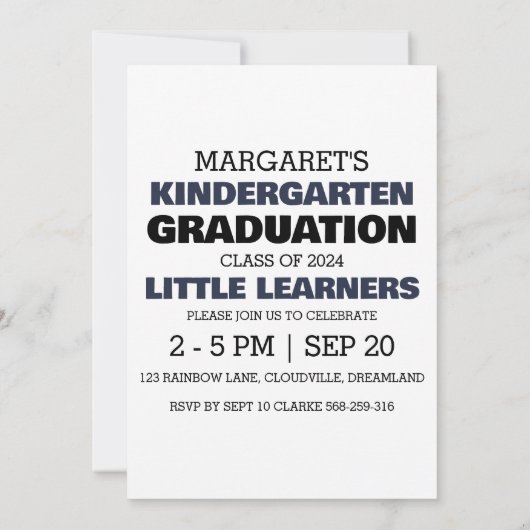 幼稚園シンプル卒園招待状 招待状 (裏面)