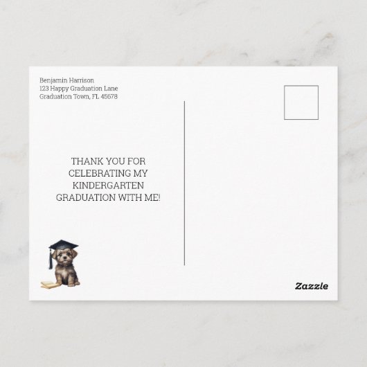 幼稚園スクラッフィー子犬ありがとうポストカード ポストカード (裏面)