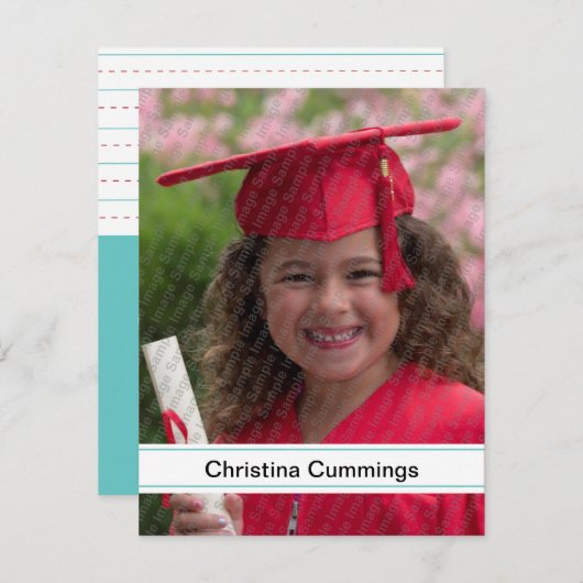 幼稚園ストライプ卒業発表 案内状 (正面/裏面)