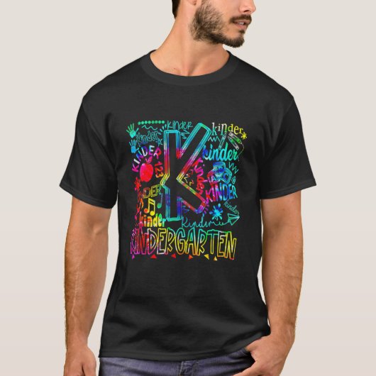 幼稚園タイポグラフィ学生先生バックSc Tシャツ (正面)