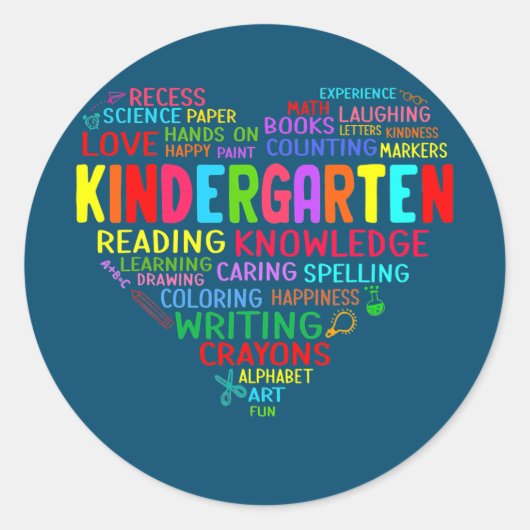 幼稚園チームハート新学期先生 ラウンドシール (正面)