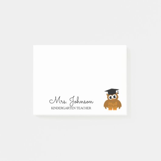 幼稚園パーソナライズされたのかわいいフクロウ ポストイット (正面)